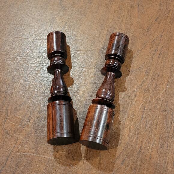 Pair of Vintage Hand Carved African Ebony Ironwood  Candlesticks Candle Holders - Picture 4 of 10